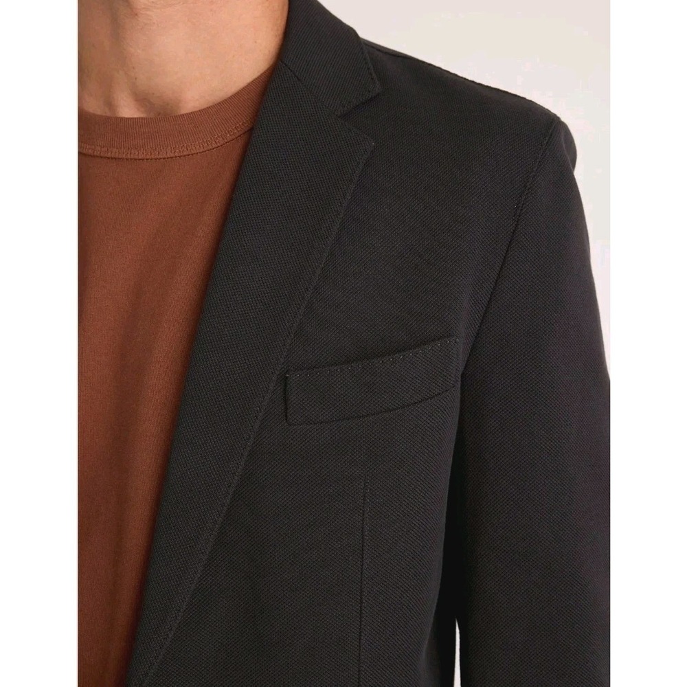 Quince Organic Cotton Pique Knit Blazer Mens Large Black Sport Jacket NWT - Picture 11 of 13